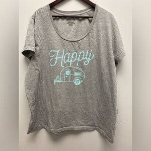 4 for $25 🍒 George Heather Gray Cotton Blend Top Happy Camper Size 4x